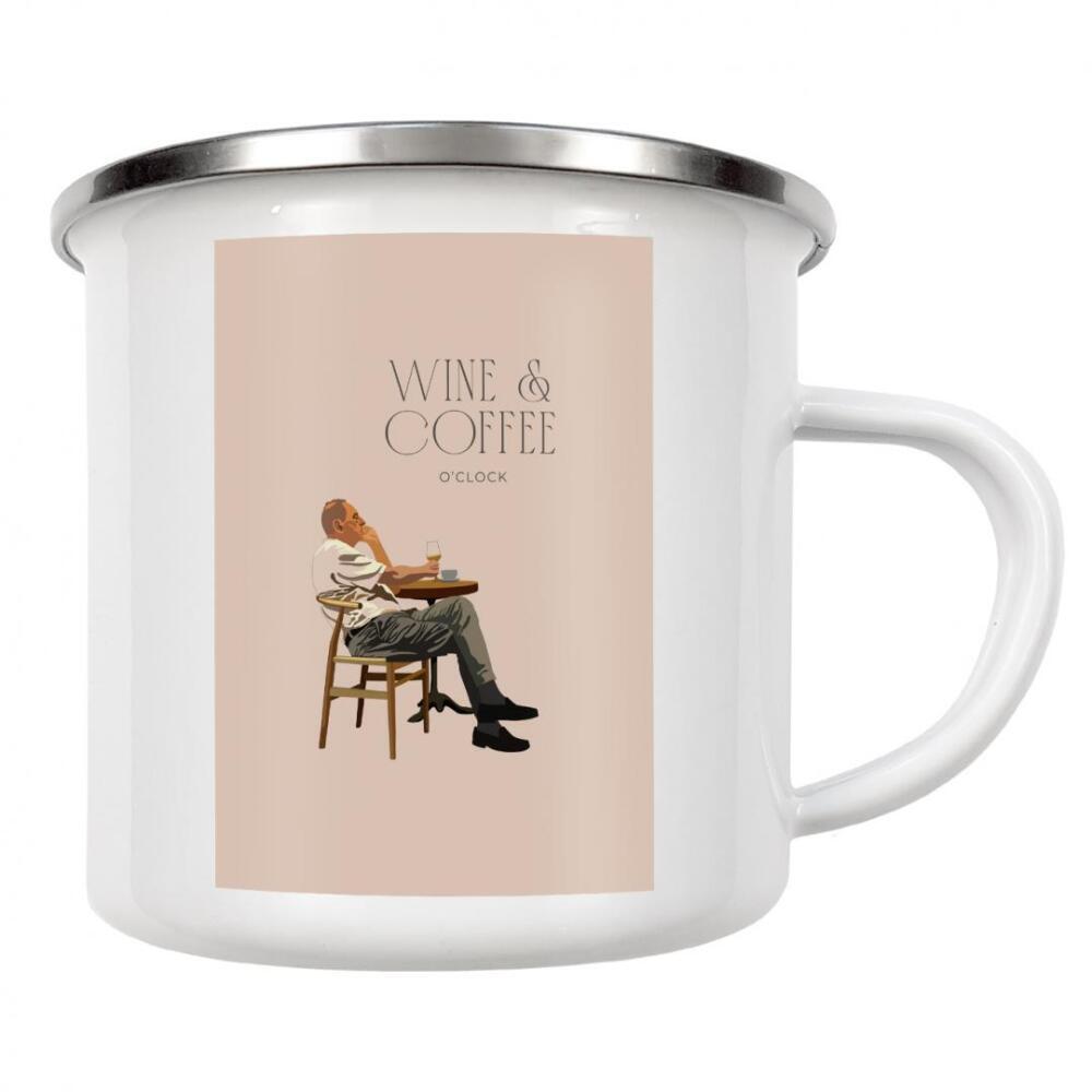 Emaille Tasse "Zeit für Wein und Kaffee" artboxONE - Essen & Trinken,Menschen,Männer,Essen & Trinken / Alkohol