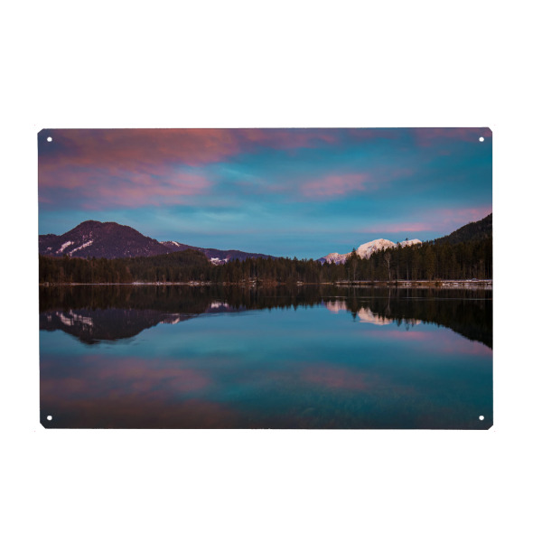 Metall Poster "Winterabend am Hintersee" artboxONE - Natur