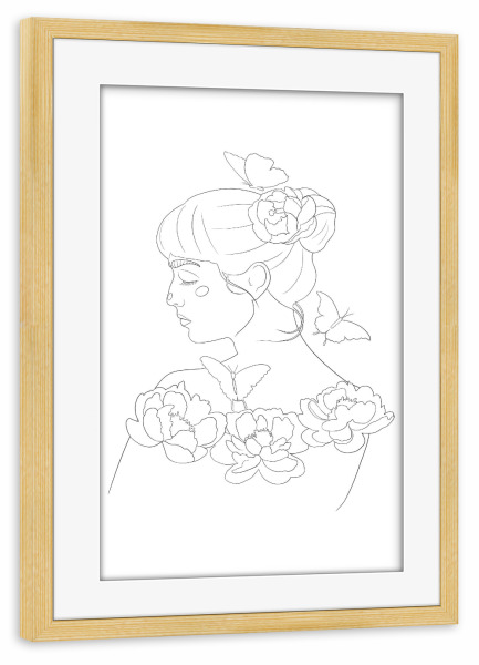 Poster mit Rahmen kiefer "Peace and flowering" artboxONE - Natur,Floral,Tiere,Schwarzweiß,Fashion