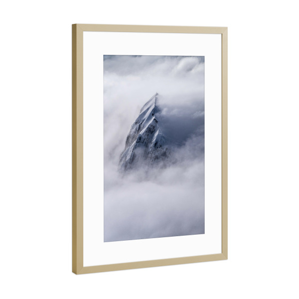 Poster mit Rahmen Gold "Berggipfel" artboxONE - Natur,Schwarzweiß