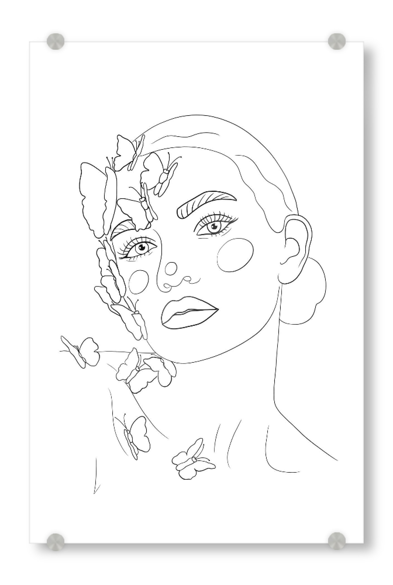Acrylglasbild "Girl with butterflies" artboxONE - Natur,Tiere,Schwarzweiß,Liebe,Fashion