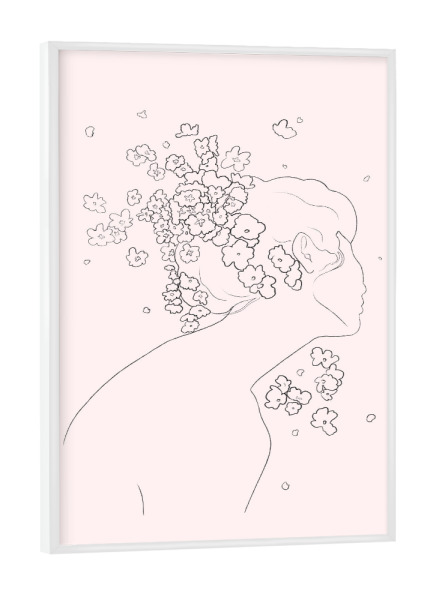 Poster mit weißem Rahmen "Minimalistic girl on pink" artboxONE - Floral,Schwarzweiß,Liebe,Fashion,Für Mama