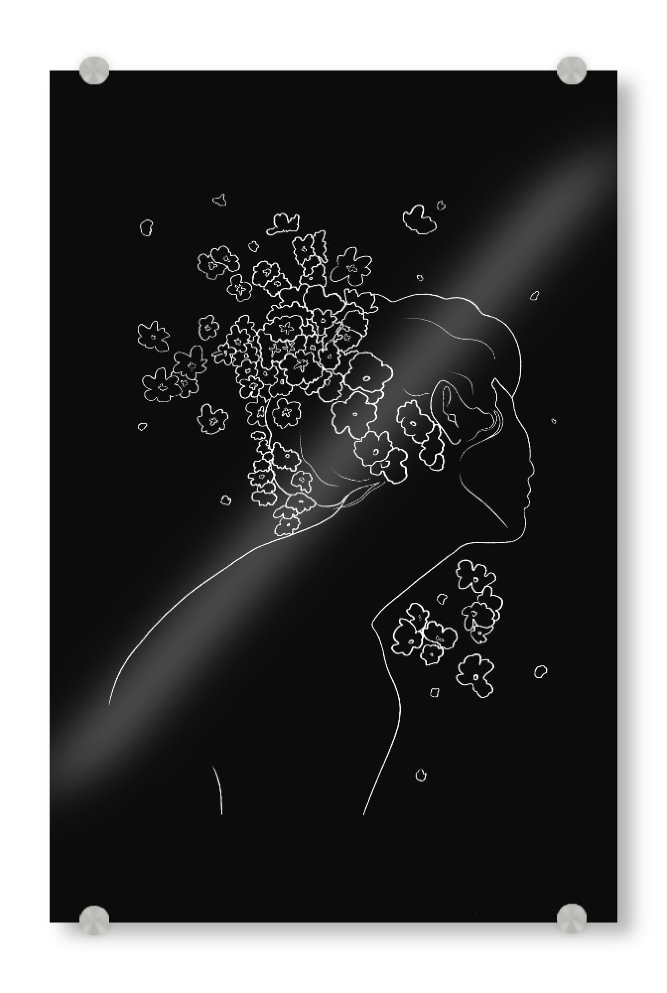 Acrylglasbild "Minimalistic girl" artboxONE - Floral,Schwarzweiß,Liebe,Fashion,Für Mama