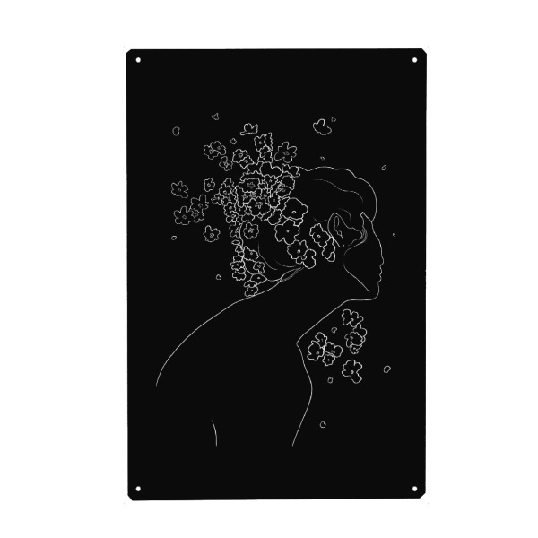 Metall Poster "Minimalistic girl" artboxONE - Floral,Schwarzweiß,Liebe,Fashion,Für Mama