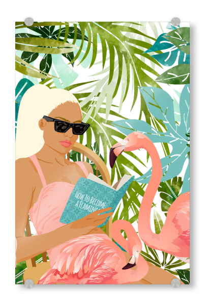 Acrylglasbild "How To Become a Flamingo" artboxONE - Tiere,Menschen