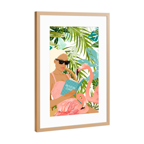Poster mit Rahmen Kupfer "How To Become a Flamingo" artboxONE - Tiere,Menschen