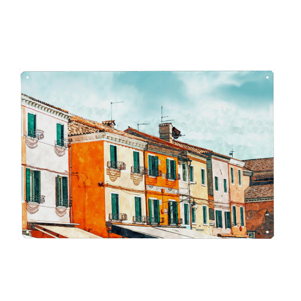 Metall Poster "Burano Island | Colorful Patel" artboxONE - Städte,Architektur