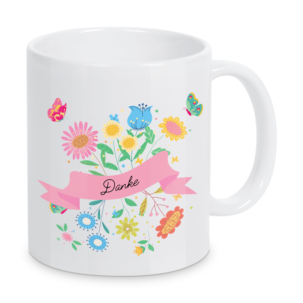 Tasse "Danke - Frühlingsblumen" artboxONE - Typografie,Floral,Liebe,Für Mama