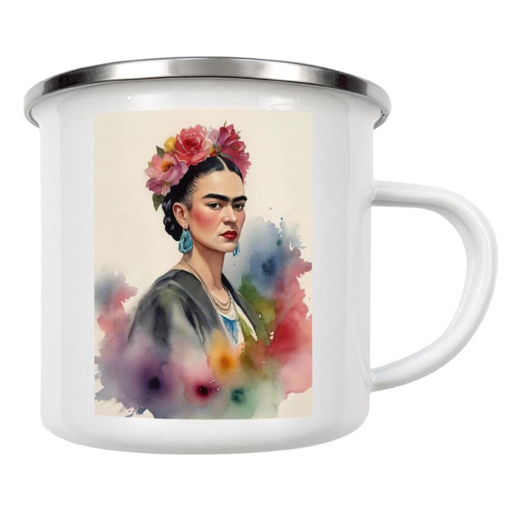 Emaille Tasse "Frida Kahlo D" artboxONE - Fashion - Frida kahlo,Diego rivera,Mexiko,Frau,Revolution,Malerin,Feministin,Mode