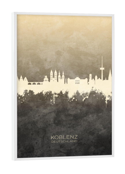 Poster mit weißem Rahmen "Koblenz Germany Skyline Taupe" artboxONE - Städte