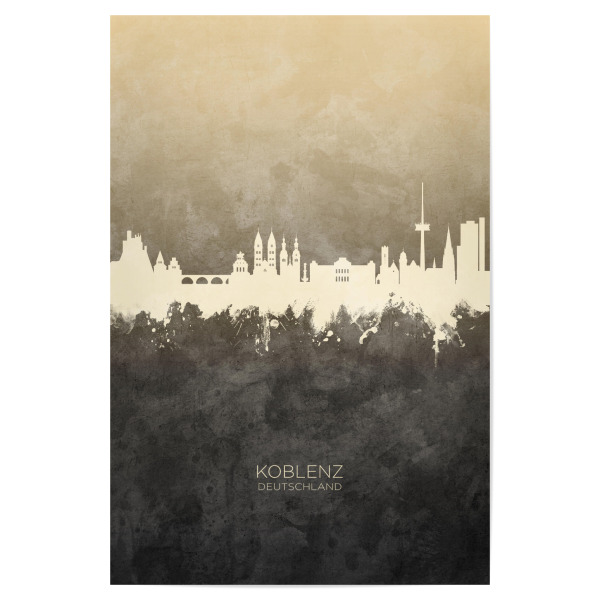 Poster "Koblenz Germany Skyline Taupe" artboxONE - Städte - Koblenz,Deutschland,Skyline,Cityscape,Stadtbild,Watercolor,Painting,Germany,City,Stadt