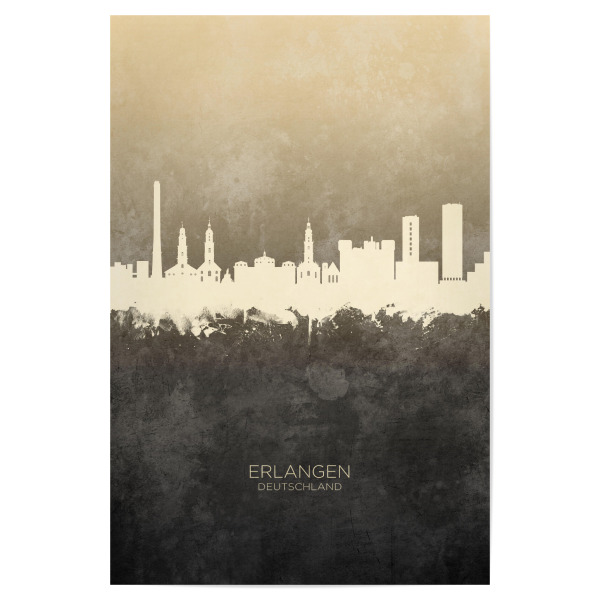 Poster "Erlangen Germany Skyline Taupe" artboxONE - Städte - Erlangen,Deutschland,Skyline,Cityscape,Stadtbild,Watercolor,Painting,Germany,City,Stadt