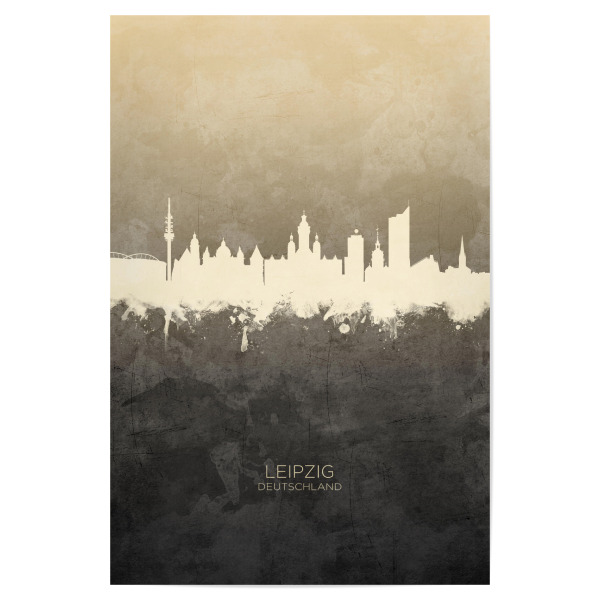 Poster "Leipzig Germany Skyline Taupe" artboxONE - Städte - Leipzig,Deutschland,Skyline,Cityscape,Stadtbild,Watercolor,Painting,Germany,City,Stadt