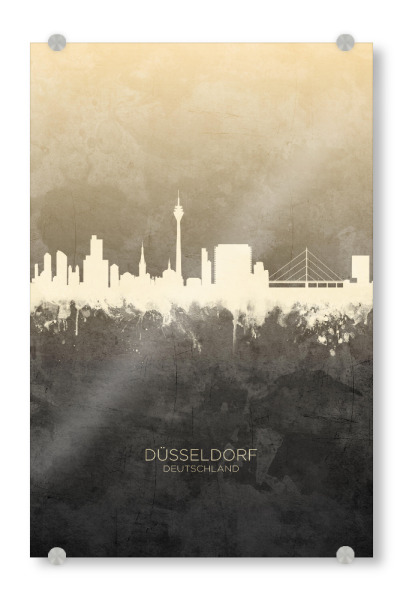Acrylglasbild "Düsseldorf Germany Skyline Taupe" artboxONE - Städte,Städte / Düsseldorf