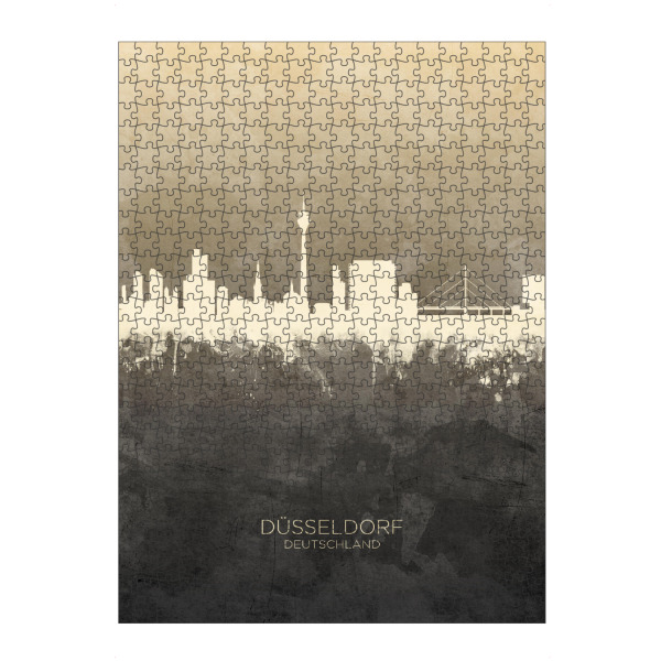 Puzzle Ravensburger "Düsseldorf Germany Skyline Taupe" artboxONE - Städte,Städte / Düsseldorf