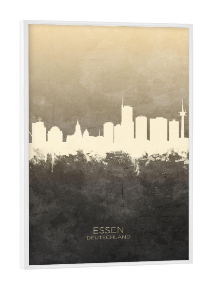 Poster mit weißem Rahmen "Essen Germany Skyline Taupe" artboxONE - Städte