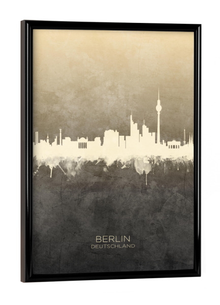 Poster mit schwarzem Rahmen "Berlin Germany Skyline Taupe" artboxONE - Städte,Städte / Berlin