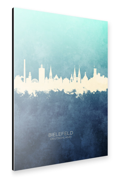 Alu-Dibond "Bielefeld Germany Skyline NavyCyan" 30x20 cm artboxONE
