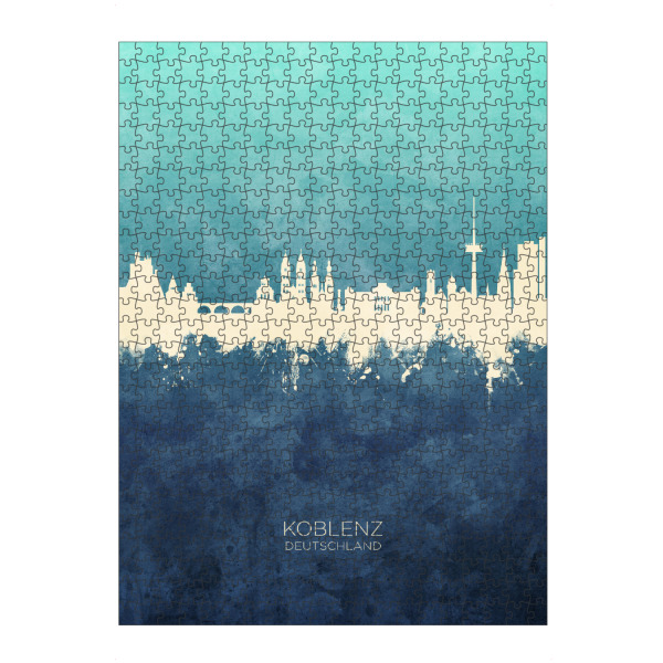 Puzzle Ravensburger "Koblenz Germany Skyline NavyCyan" artboxONE - Städte