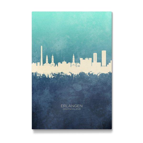 Galerie-Print "Erlangen Germany Skyline NavyCyan" 30x20 cm artboxONE