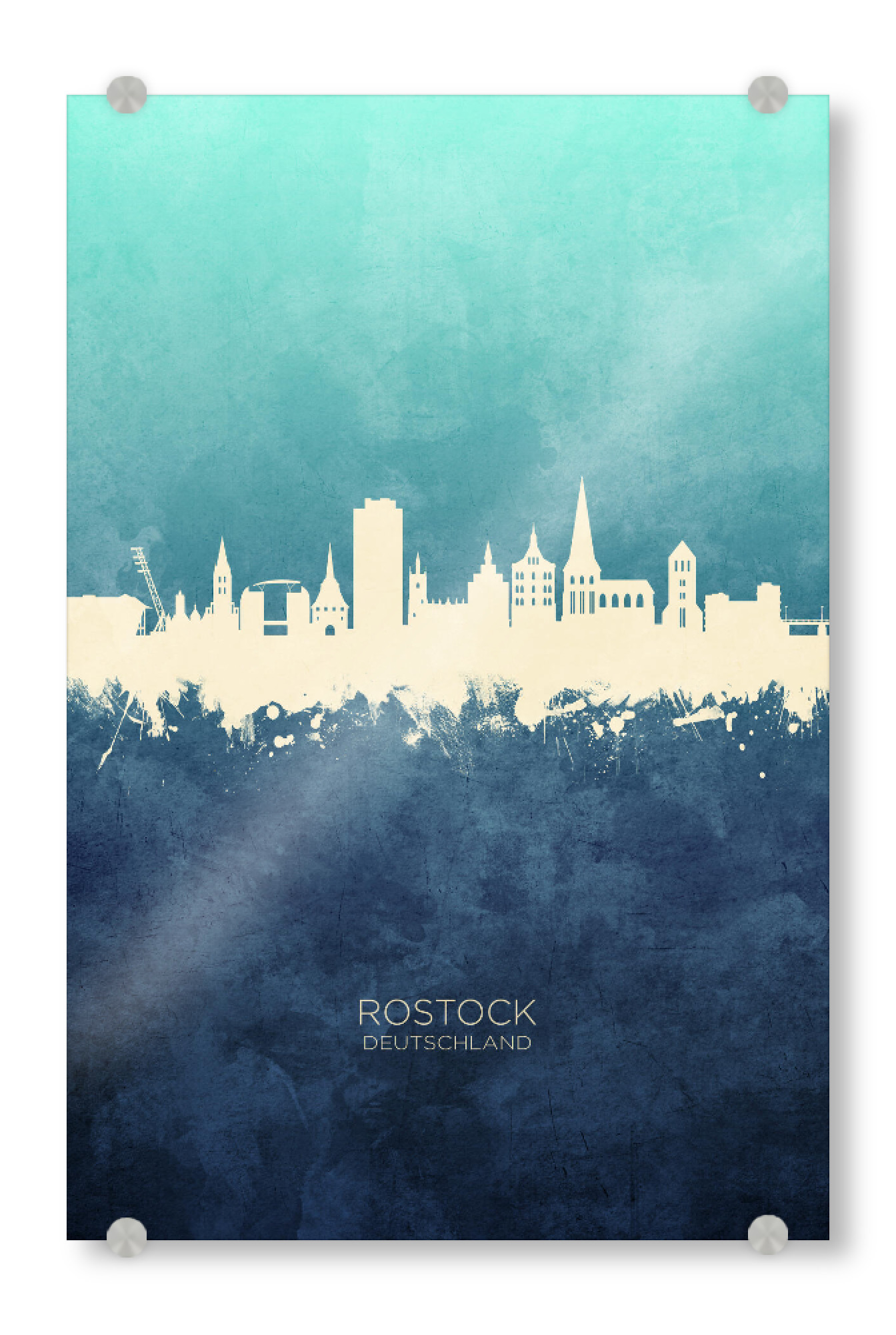 Acrylglasbild "Rostock Germany Skyline NavyCyan" artboxONE - Städte