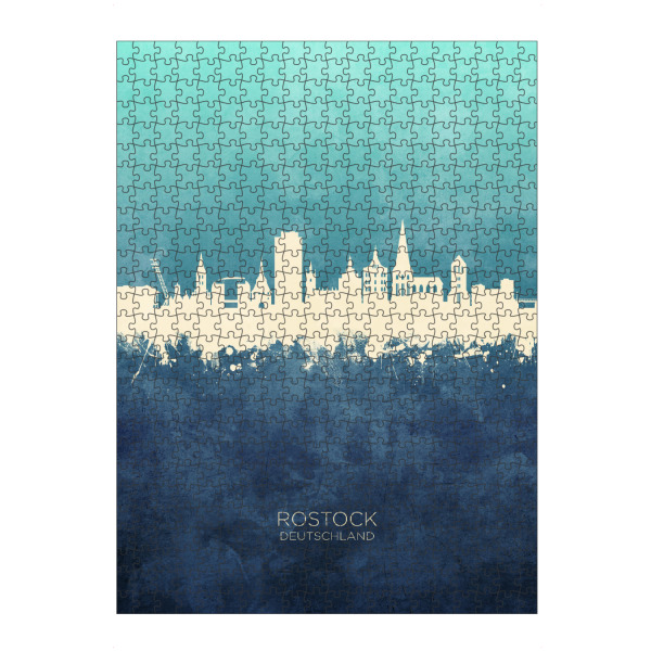 artboxONE Puzzle "Rostock Germany Skyline NavyCyan" artboxONE - Städte
