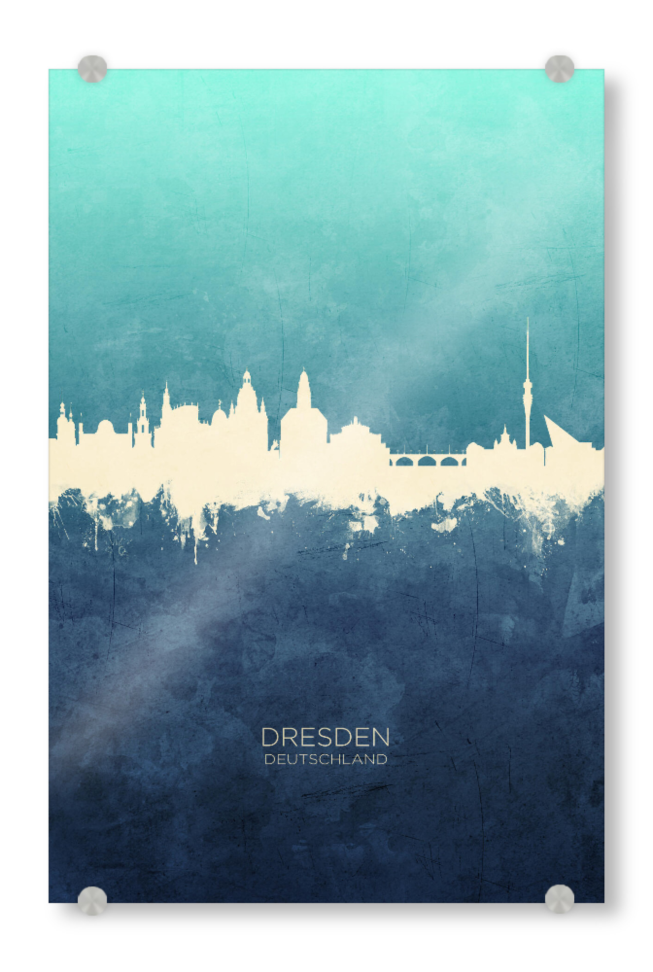 Acrylglasbild "Dresden Germany Skyline NavyCyan" artboxONE - Städte,Städte / Dresden