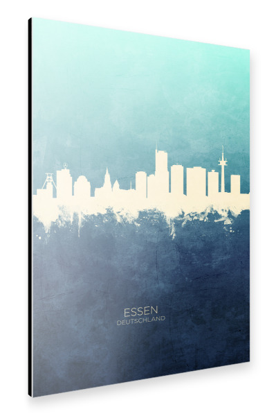 Alu-Dibond "Essen Germany Skyline NavyCyan" 30x20 cm artboxONE