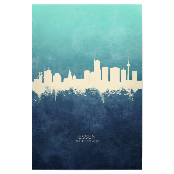 Poster 30x20 cm "Essen Germany Skyline NavyCyan" artboxONE - Städte