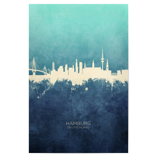 Hamburg Germany Skyline NavyCyan