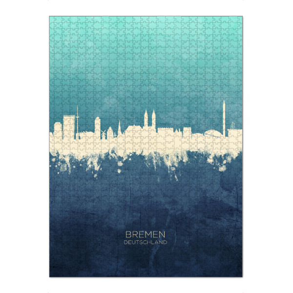 Puzzle Ravensburger "Bremen Germany Skyline NavyCyan" artboxONE - Städte