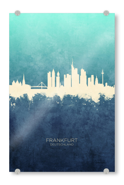 Acrylglasbild "Frankfurt Germany Skyline NavyCyan" artboxONE - Städte,Städte / Frankfurt