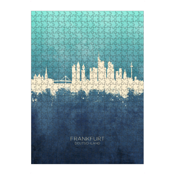 artboxONE Puzzle "Frankfurt Germany Skyline NavyCyan" artboxONE - Städte,Städte / Frankfurt