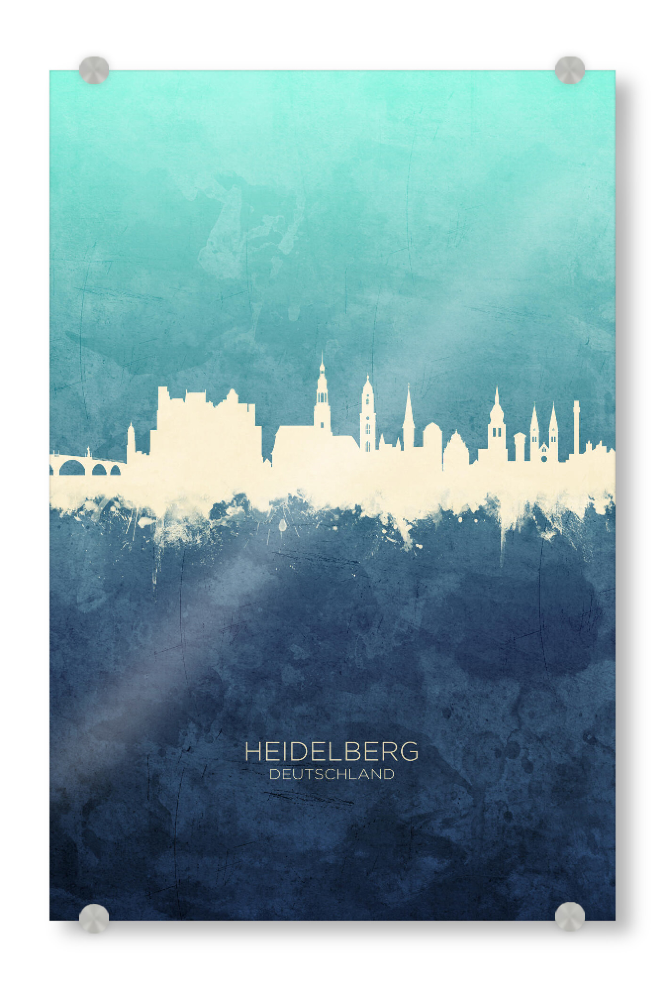 Acrylglasbild "Heidelberg Skyline NavyCyan" artboxONE - Städte