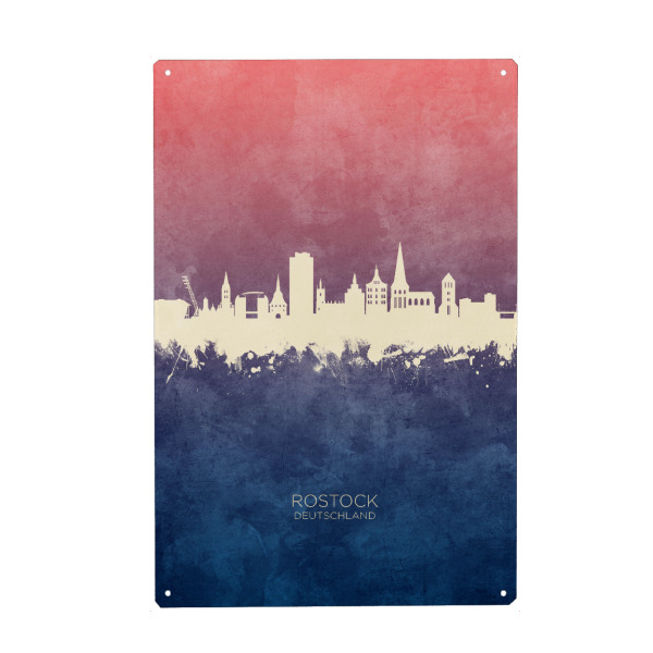 Holzbild "Rostock Germany Skyline BlueRose" artboxONE - Städte