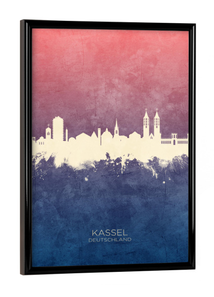 Poster mit schwarzem Rahmen "Kassel Germany Skyline BlueRose" artboxONE - Städte