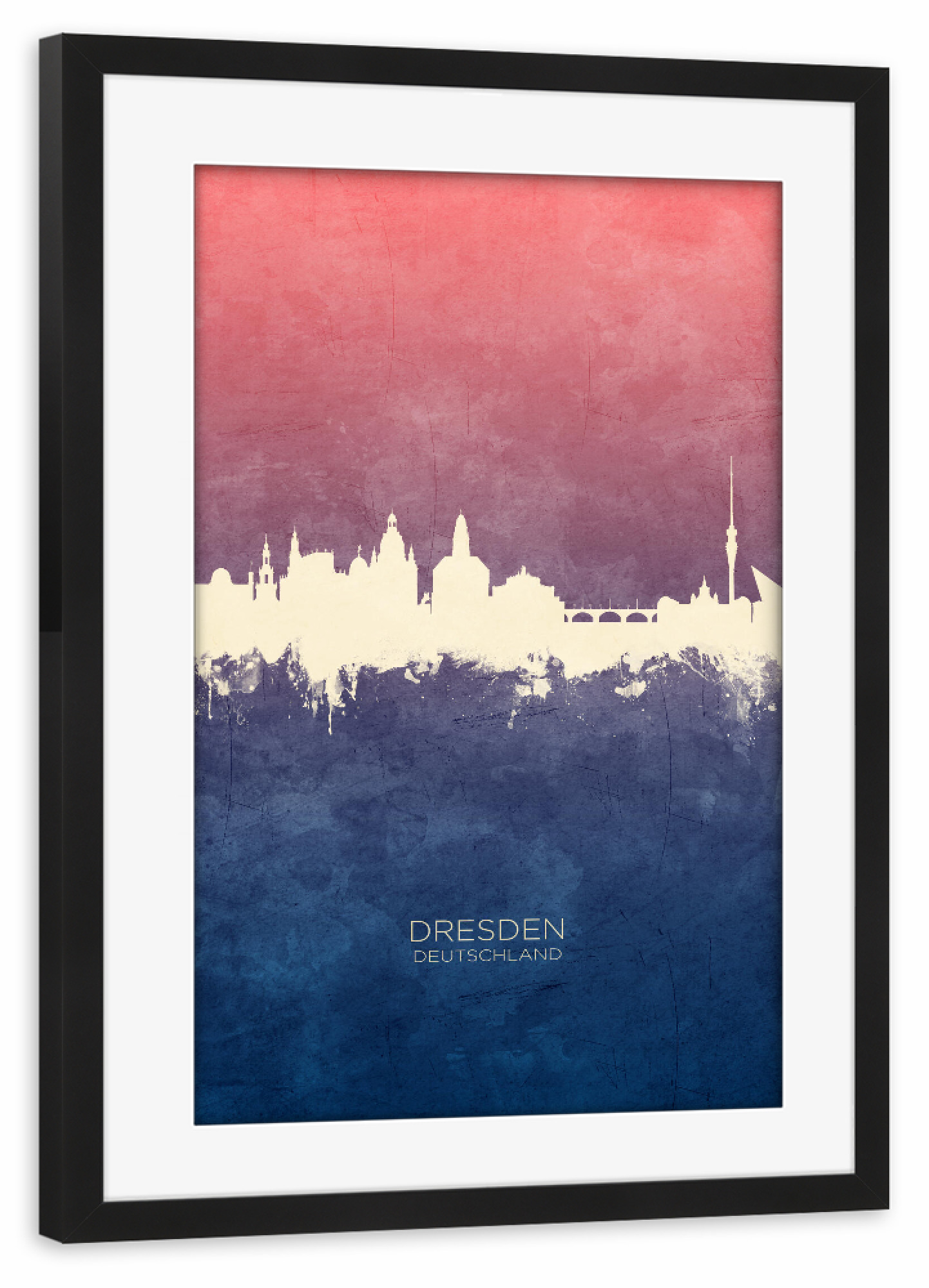 Poster mit Rahmen schwarz "Dresden Germany Skyline BlueRose" artboxONE - Städte,Städte / Dresden