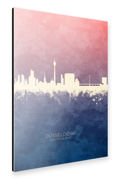 Alu-Dibond "Düsseldorf Skyline BlueRose" 30x20 cm artboxONE