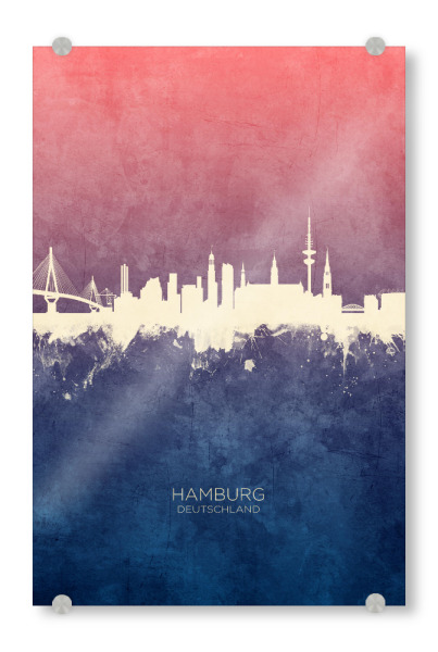 Acrylglasbild "Hamburg Germany Skyline BlueRose" artboxONE - Städte,Städte / Hamburg