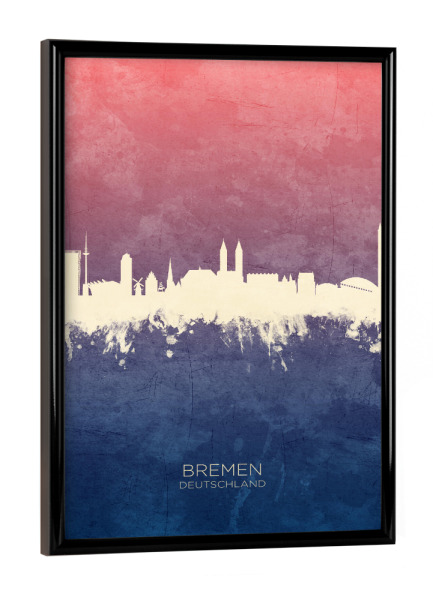 Poster mit schwarzem Rahmen "Bremen Germany Skyline BlueRose" artboxONE - Städte