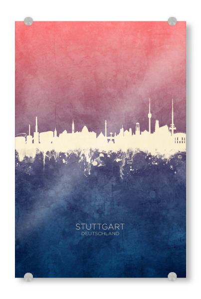 Acrylglasbild "Stuttgart Germany Skyline BlueRose" artboxONE - Städte,Städte / Stuttgart