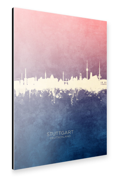 Alu-Dibond "Stuttgart Germany Skyline BlueRose" 30x20 cm artboxONE
