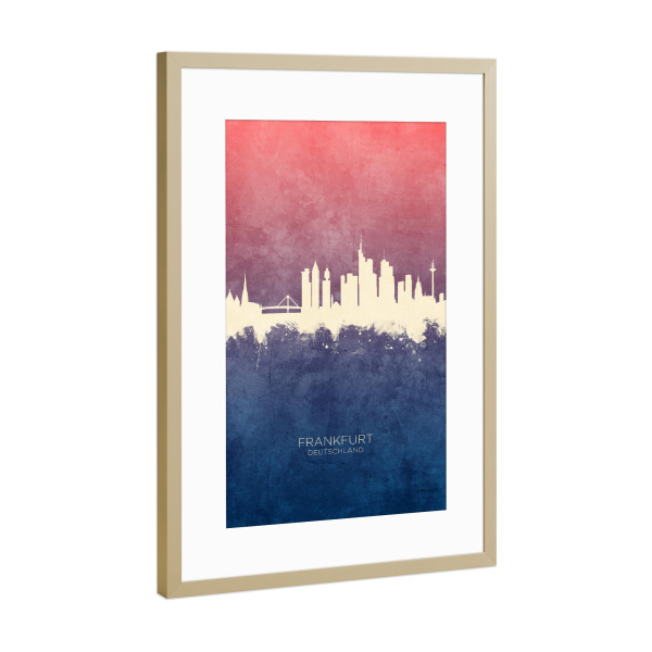 Poster mit Rahmen Gold "Frankfurt Germany Skyline BlueRose" artboxONE - Städte,Städte / Frankfurt