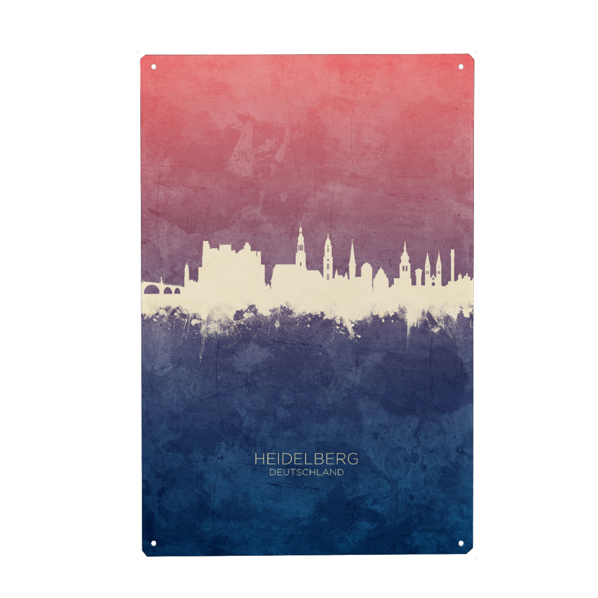 Metall Poster "Heidelberg Skyline BlueRose" artboxONE - Städte