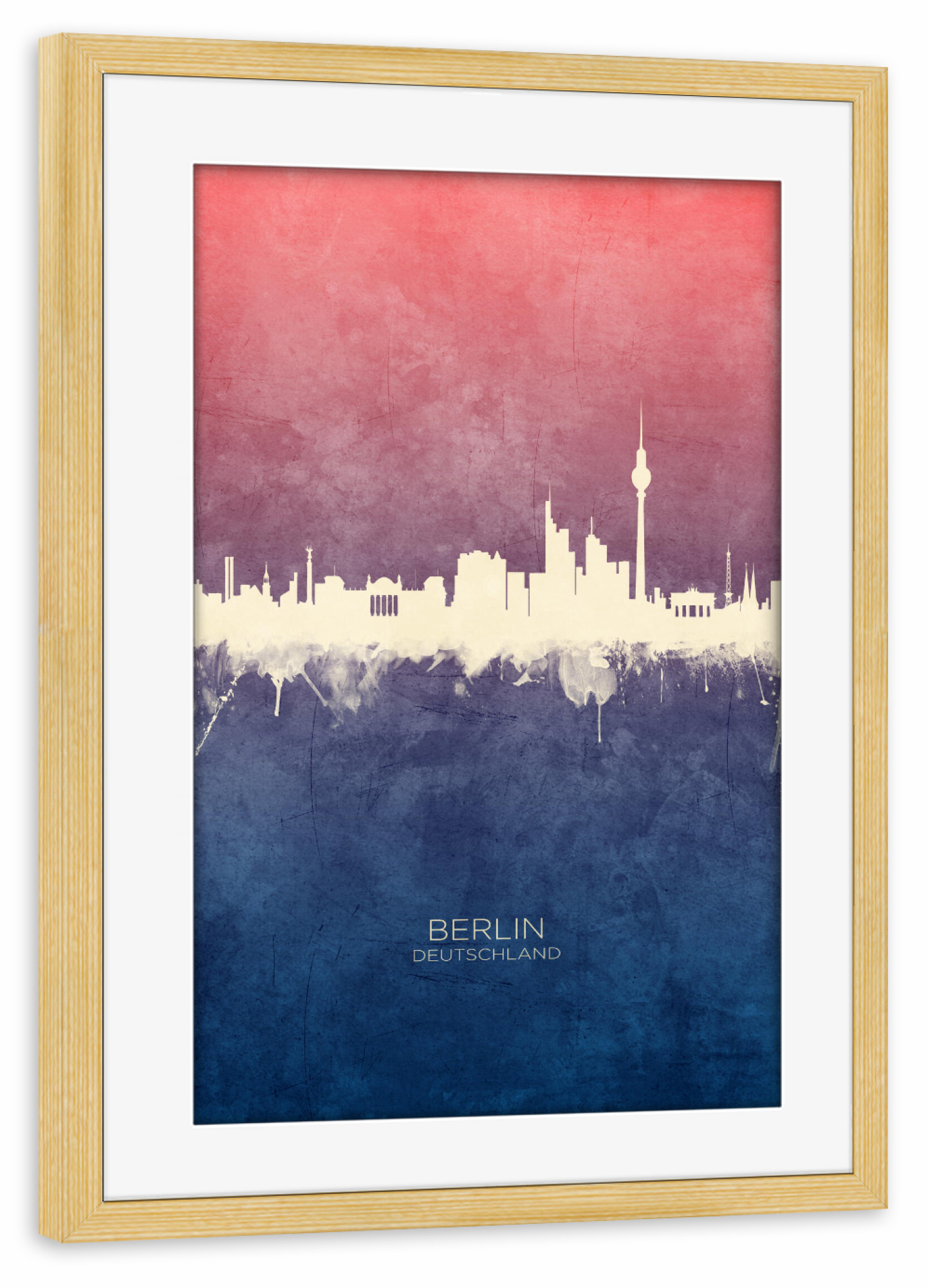 Poster mit Rahmen kiefer "Berlin Germany Skyline BlueRose" artboxONE - Städte,Städte / Berlin