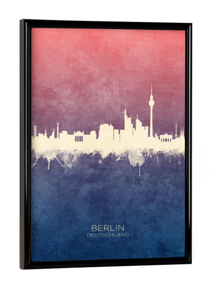 Poster mit schwarzem Rahmen "Berlin Germany Skyline BlueRose" artboxONE - Städte,Städte / Berlin
