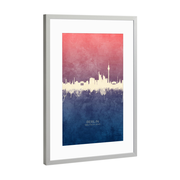 Poster mit Rahmen Silber "Berlin Germany Skyline BlueRose" artboxONE - Städte,Städte / Berlin