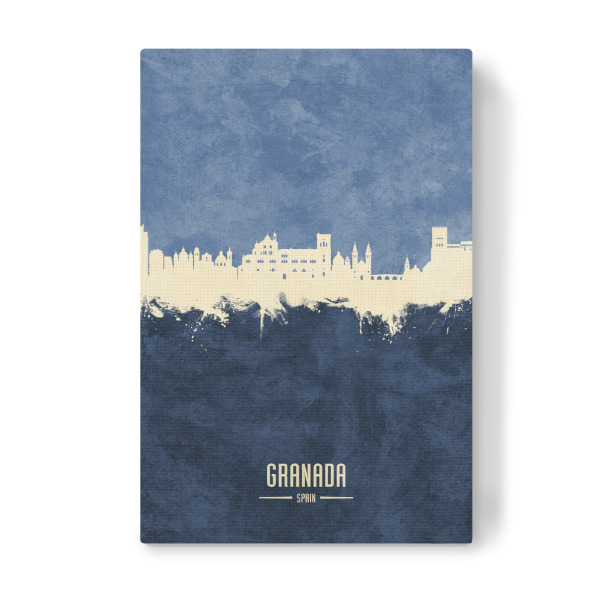 Leinwandbild "Granada Spain Skyline Navy" artboxONE - Städte - Granada,Spain,Skyline,Cityscape,Stadtbild,Watercolor,Spanien,City,Stadt