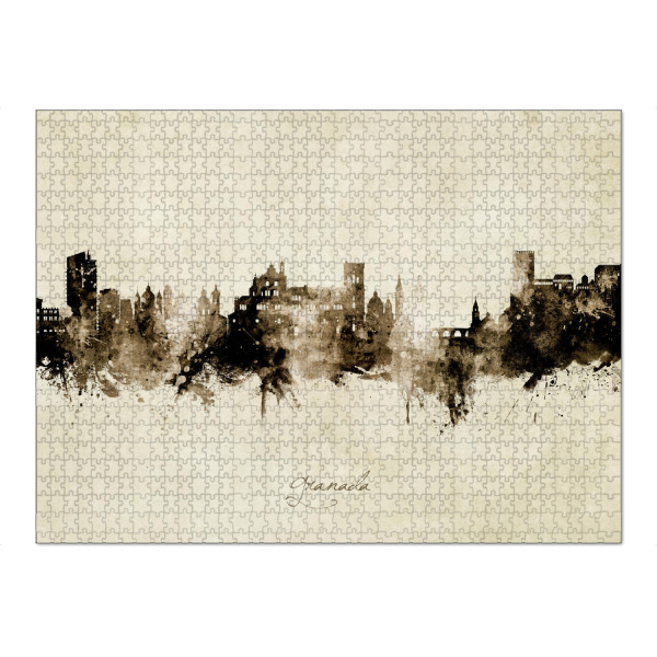 Puzzle Ravensburger "Granada Spain Skyline Sepia" artboxONE - Städte