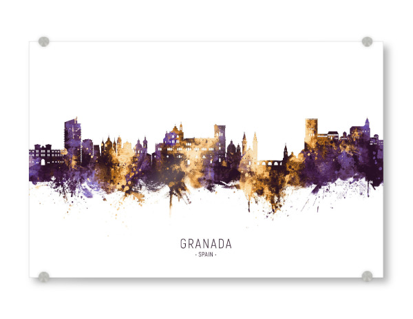 Acrylglasbild "Granada Spain Skyline PurpleGold" artboxONE - Städte